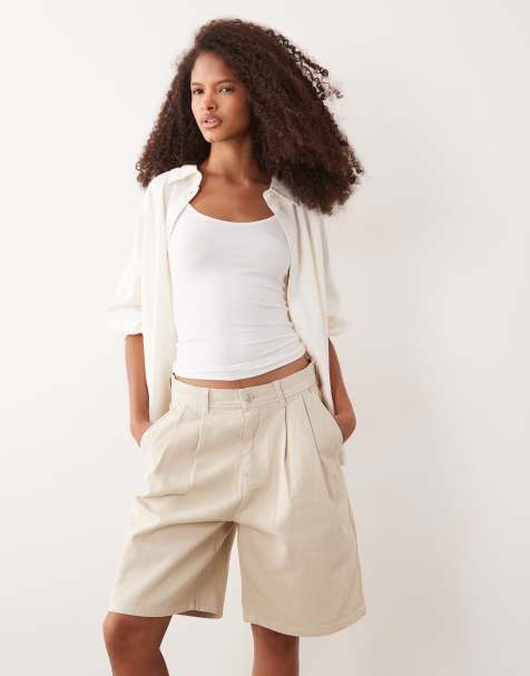 Barbour Daya oversized bermuda over dyed denim shorts in cream (part of a set) - view 1