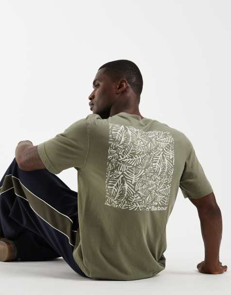 Barbour Dearham short sleeve back graphic relaxed t-shirt in khaki - view 1