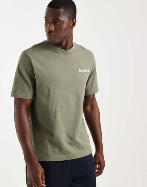 Barbour Dearham short sleeve back graphic relaxed t-shirt in khaki , 3 of 5