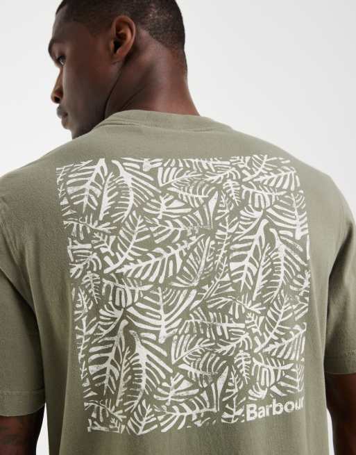 Barbour Dearham short sleeve back graphic relaxed t-shirt in khaki , 5 of 5