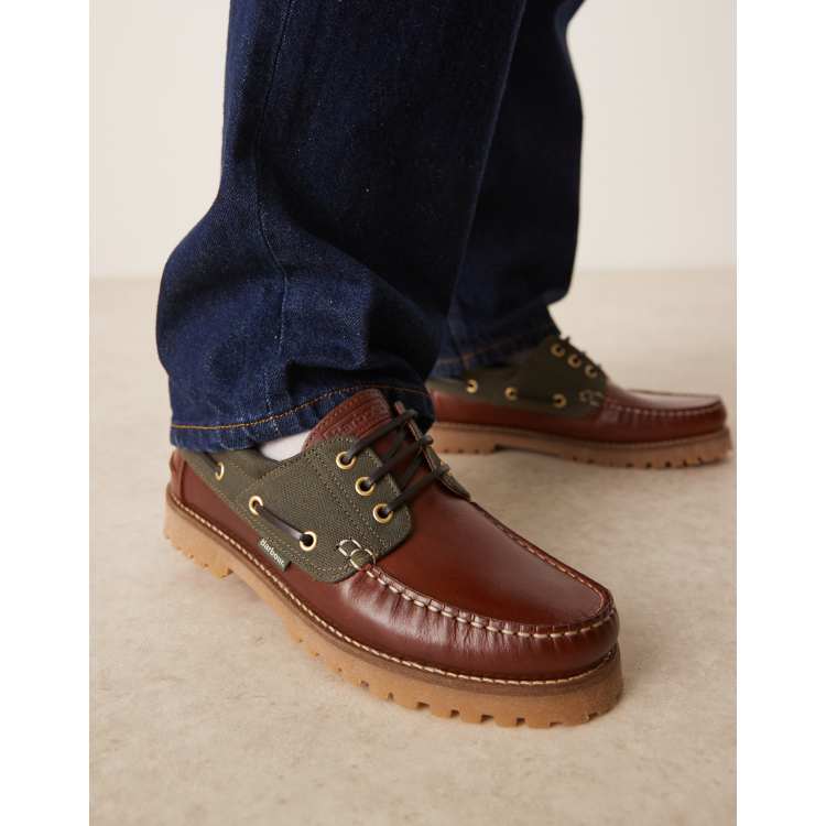 Leather Barbour Boat Shoes Barbour Deck Boat Loafers In Mahogany ASOS