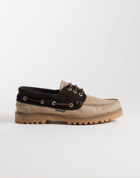 Barbour deck boat shoe in sand - view 1