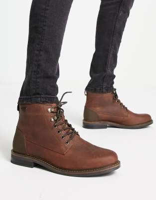 barbour deckham lace up boots in tan