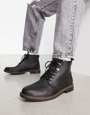 Barbour Deckham leather lace up boots in black