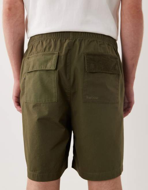 Barbour Declan patch drawstring short in khaki, 2 of 5
