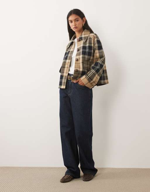 Barbour Delilah showerproof tartan check jacket in beige, 2 of 4