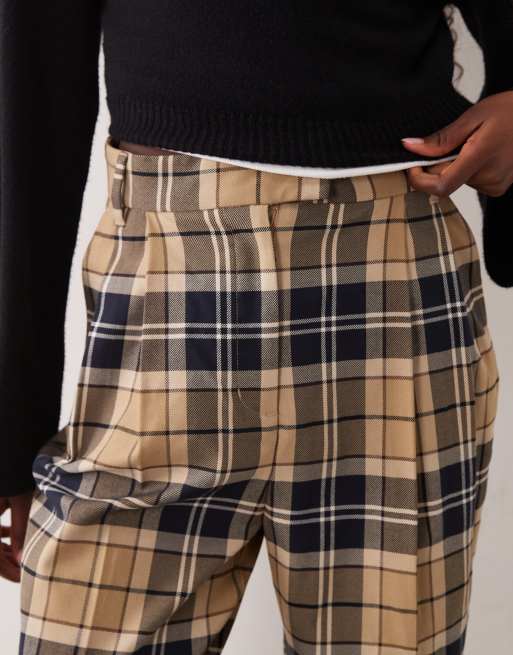 Barbour Delilah straight leg tartan check trousers in beige, 5 of 6