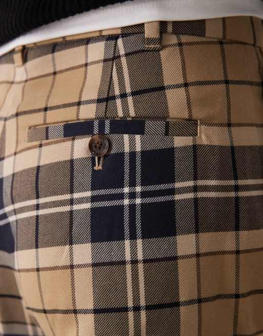 Barbour Delilah straight leg tartan check trousers in beige, 6 of 6