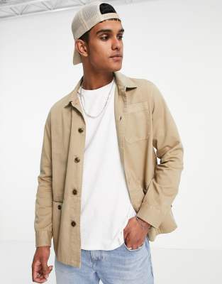 Barbour Barbour Dene overshirt in stone-Neutral