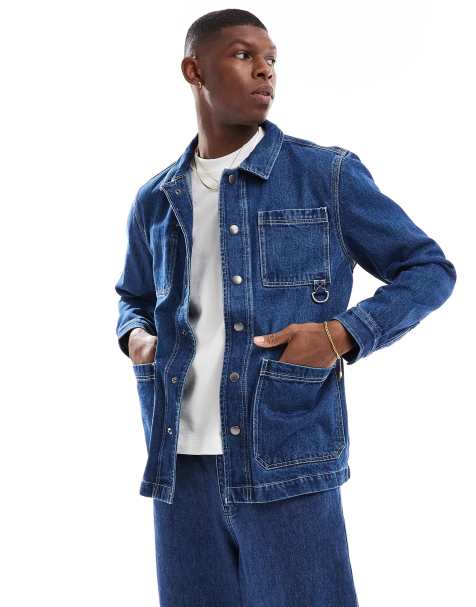Barbour denim grindle overshirt shirt in indigo - view 1