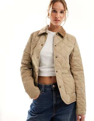 Barbour - Deveron - Steppjacke in Beige-Rosa