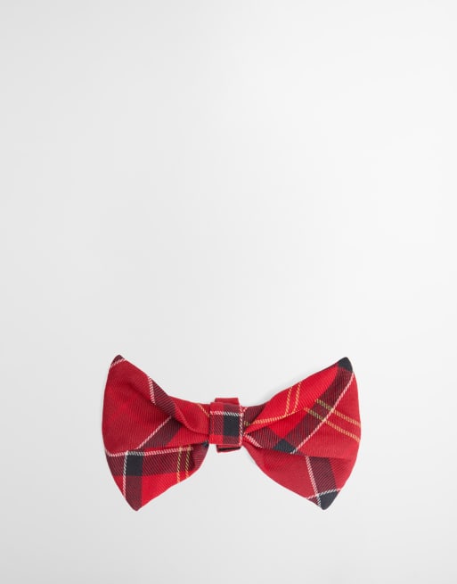 Barbour dog check tartan bow tie in red, 2 of 4