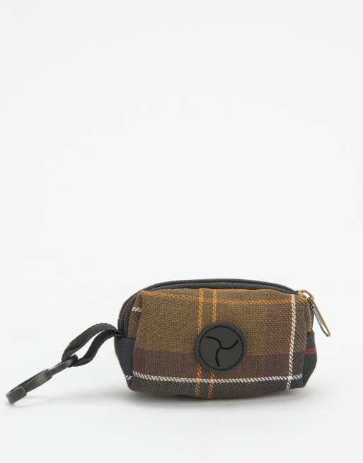 Barbour dog tartan check poop bag holder in green, 2 of 5
