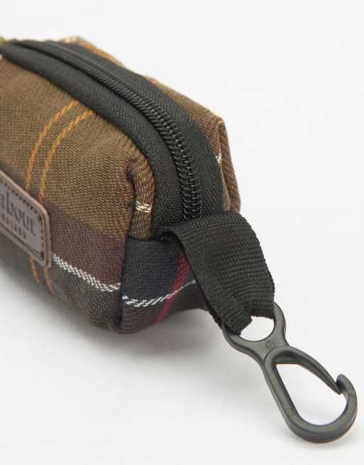 Barbour dog tartan check poop bag holder in green, 3 of 5