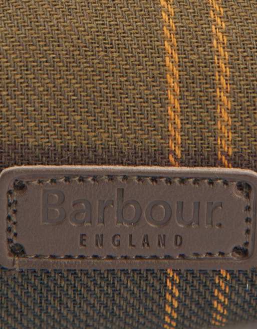 Barbour dog tartan check poop bag holder in green, 4 of 5