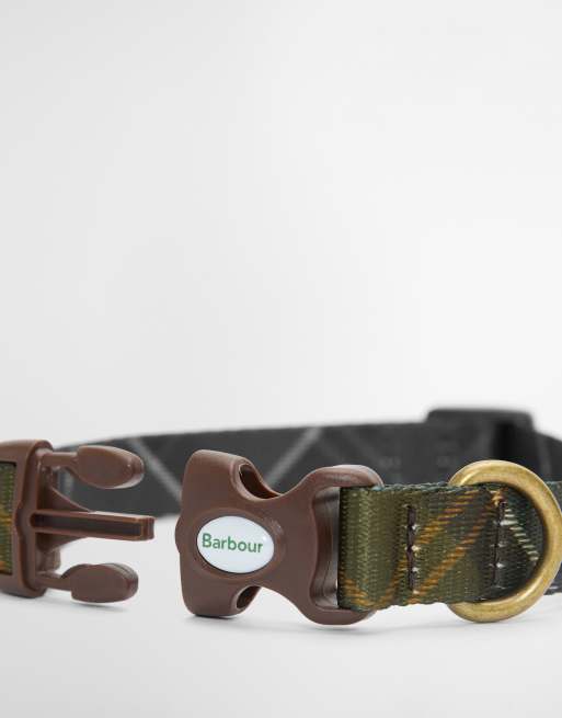 Barbour dog tartan check printed collar in green, 4 of 4
