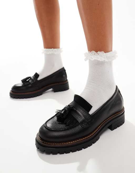 Barbour Dolores tassel trim loafers in black