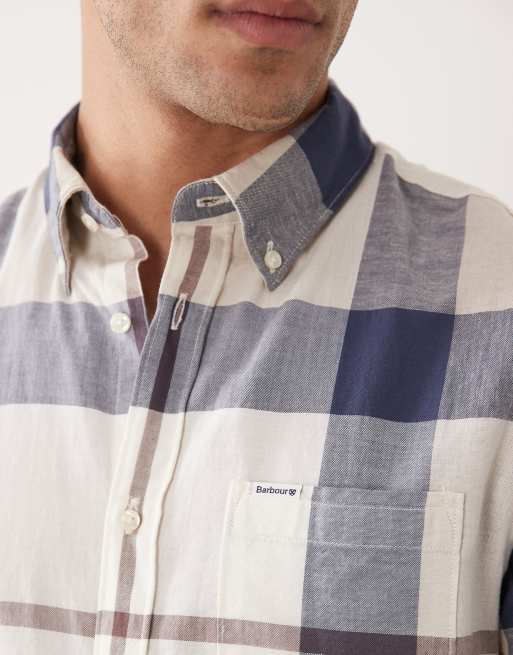 Barbour Douglas short sleeve large check tartan tailored shirt in beige, 3 of 5