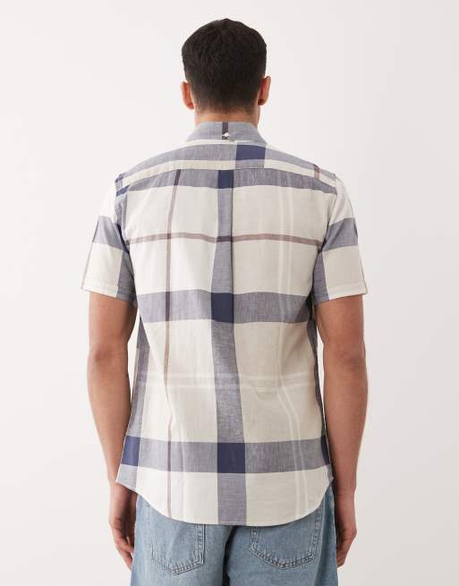 Barbour Douglas short sleeve large check tartan tailored shirt in beige, 5 of 5