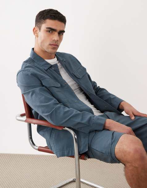 Barbour Draftmen button through overshirt in blue