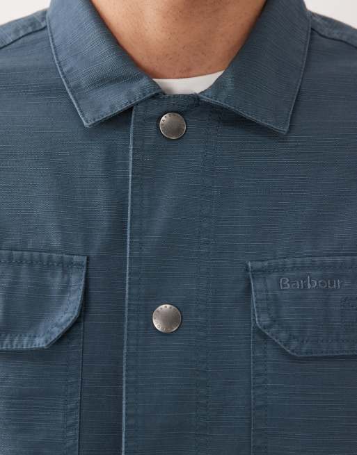 Barbour Draftmen button through overshirt in blue, 3 of 5