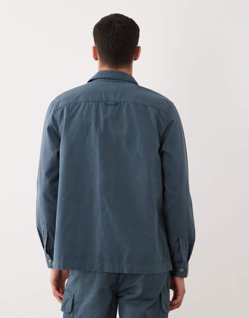 Barbour Draftmen button through overshirt in blue, 5 of 5