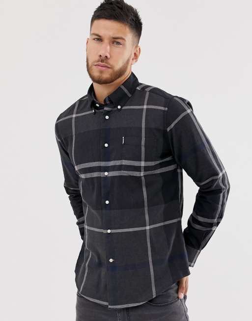 Barbour Dunoon large check shirt in grey | ASOS