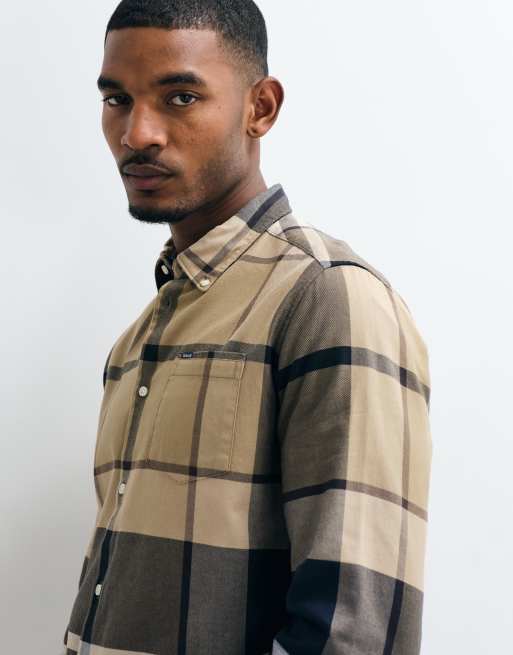 Barbour Dunoon long sleeve tailored tartan check shirt in beige, 2 of 5