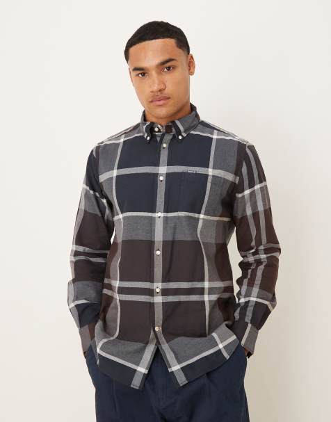 Barbour Dunoon tailored tartan shirt in midnight oak tartan - BROWN - view 1