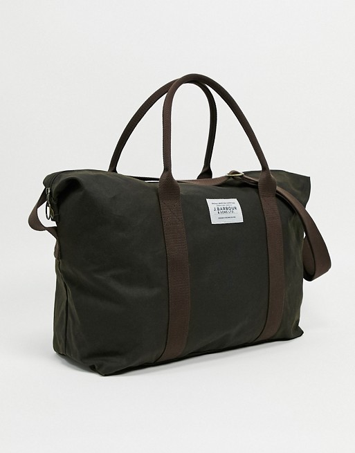 Barbour Eadan waxed holdall in olive