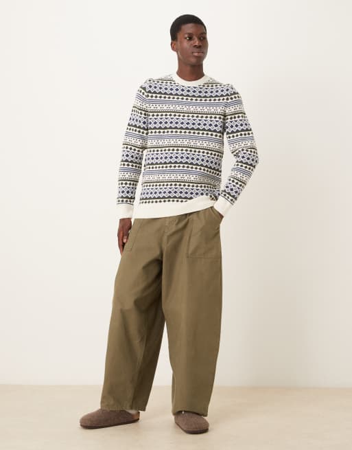 Barbour Easdale fair isle crew neck sweater in whisper white - WHITE, 2 of 5