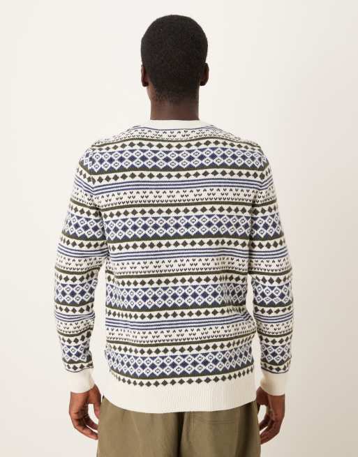 Barbour Easdale fair isle crew neck sweater in whisper white - WHITE, 3 of 5
