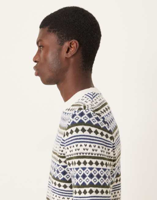 Barbour Easdale fair isle crew neck sweater in whisper white - WHITE, 4 of 5