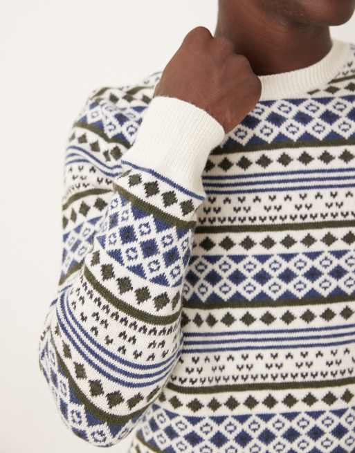 Barbour Easdale fair isle crew neck sweater in whisper white - WHITE, 5 of 5