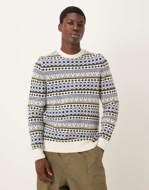 Barbour Easdale fair isle crew neck sweater in whisper white - WHITE
