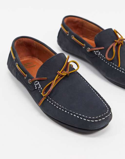 Barbour Eldon mocassin suede drivers in navy ASOS