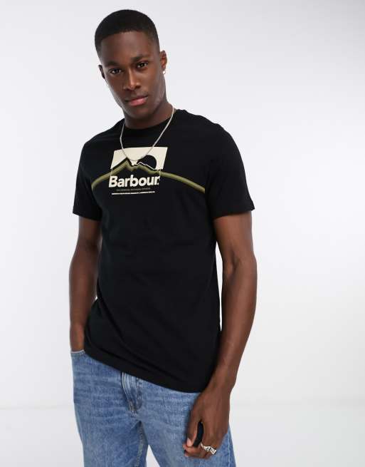 Barbour t shirt mens hot sale Black