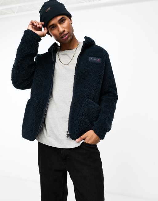 Barbour Emble hooded zip up fleece in navy | ASOS