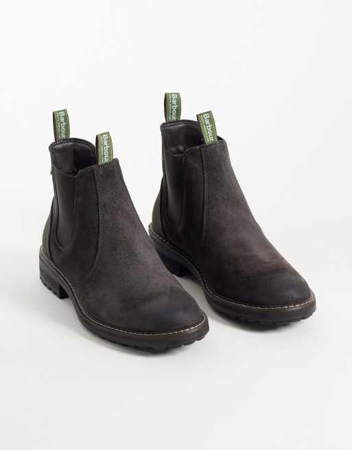 Barbour Embleton waterproof suede leather chelsea boots in brown, 3 of 4