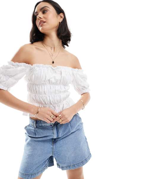Barbour embroidered jersey top in white - view 1