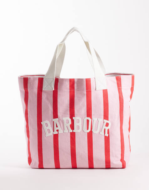 Barbour Emily logo tote bag in pink stripe - view 1