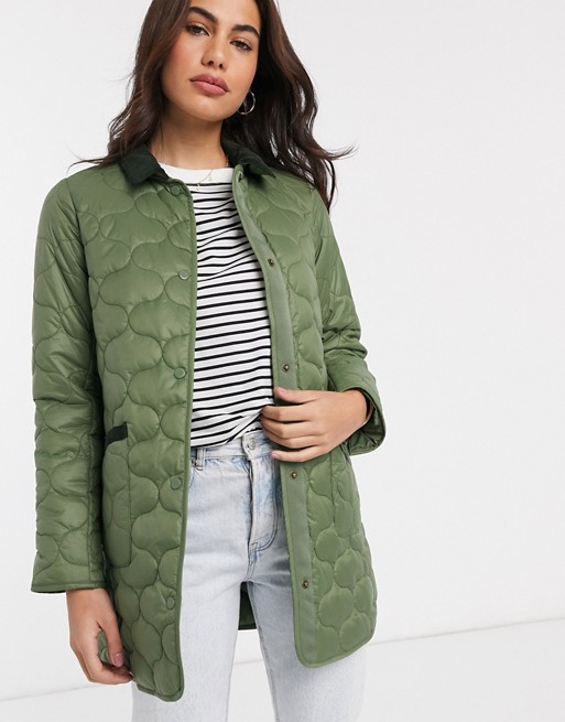 Barbour Erin quilted coat in sage green