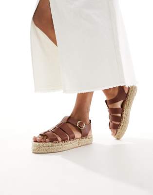 Barbour - Espadrilles-Sandalen in Braun mit Lederriemen