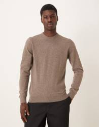 Barbour Essential lambswool crew neck sweater in dark stone - STONE