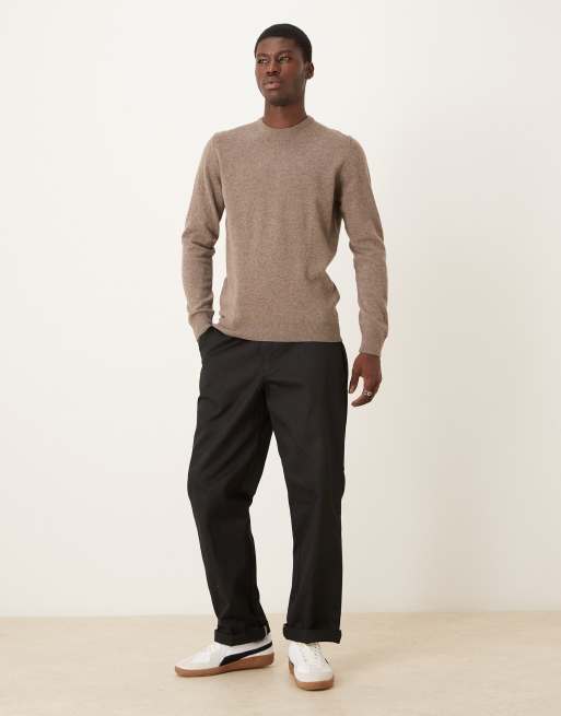 Barbour Essential lambswool crew neck sweater in dark stone - STONE, 2 of 5