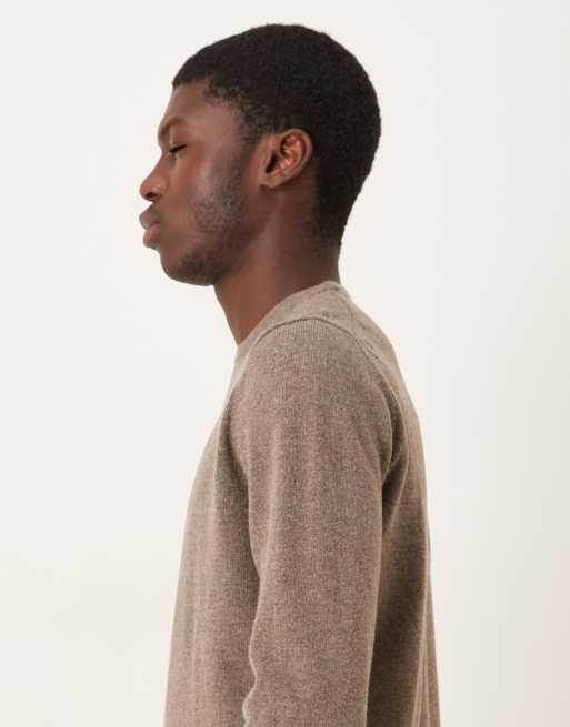 Barbour Essential lambswool crew neck sweater in dark stone - STONE, 4 of 5