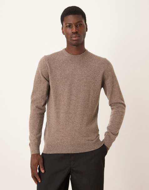 Barbour Essential lambswool crew neck sweater in dark stone - STONE