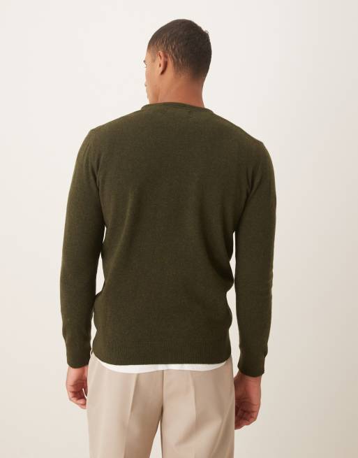 Barbour Essential lambswool crew neck sweater in seaweed, 3 of 5