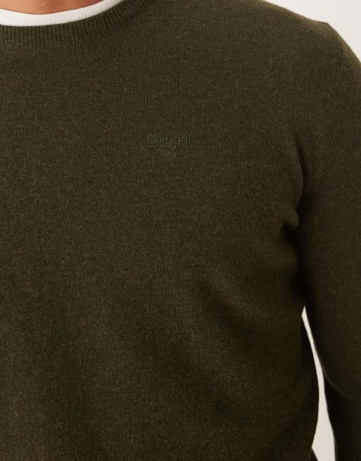 Barbour Essential lambswool crew neck sweater in seaweed ASOS