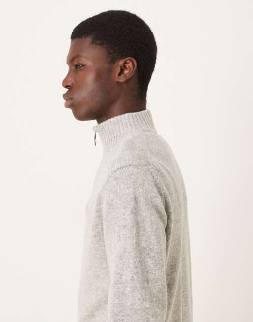Barbour Essential lambswool half zip knitted jumper in light grey marl - GREY, 4 of 5